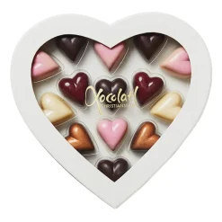 Smuk gaveæske med 14 fyldte chokoladehjerter fra Xocolatl
