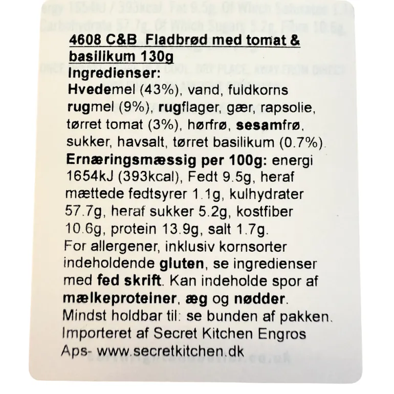 Snackbrød med tomat og basilikum