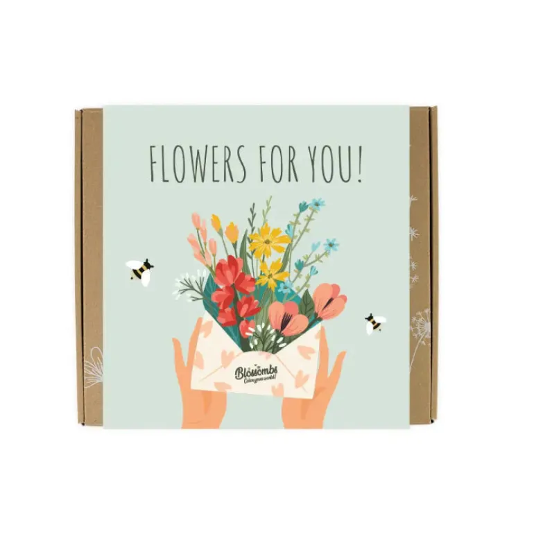 Stor gaveæske "Flowers for you" med 9 blomsterbomber