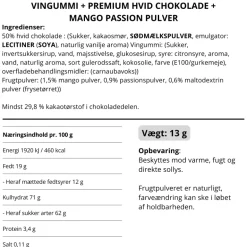 STORKØB, Vingummi med hvid chokolade, passionsfrugt og mango. Flowpack - Box the original (50 stk.)