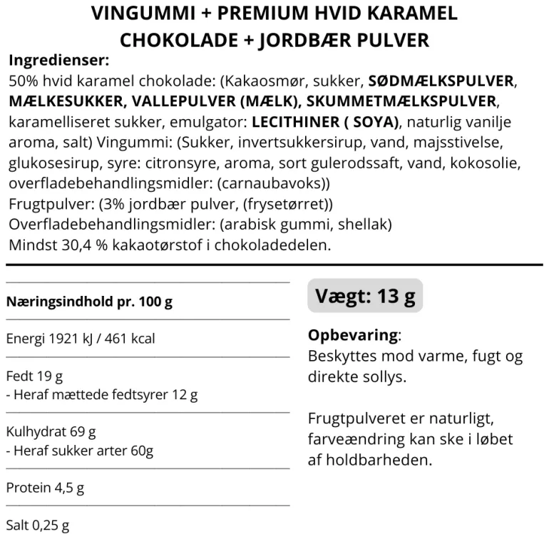 STORKØB, Vingummi med karamel chokolade og jordbær. Flowpack - Box the original (50 stk.)