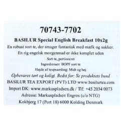 Te - 10 tebreve med English Breakfast tea, Basilur
