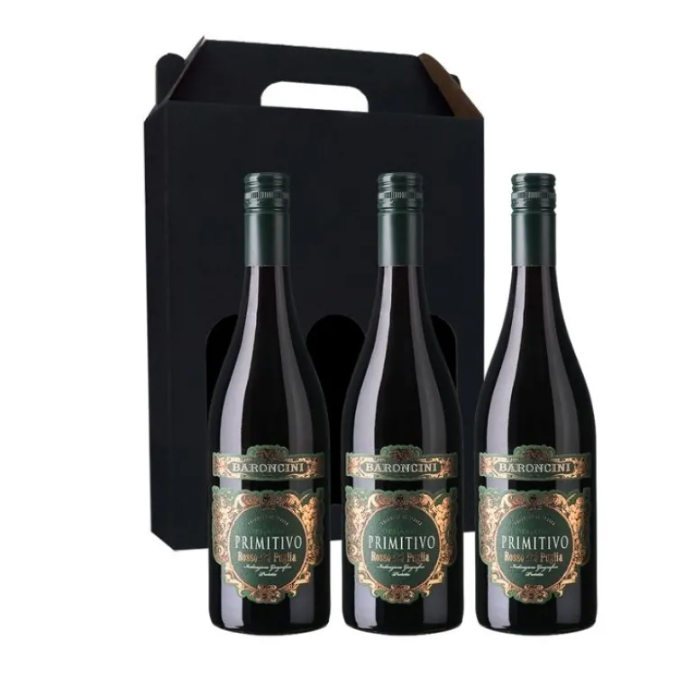 Vingave 3 fl. rødvin, Baroncini - Primitivo Puglia IGP ØKO (Italien)