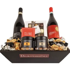 Vingave 'TILLYKKE' med Amarone, Ripasso og dansk luksus chokolade