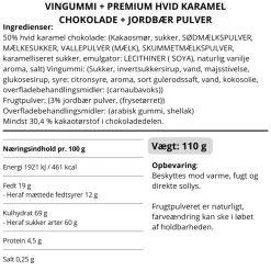 Vingummi med karamel chokolade og jordbær - Box the original