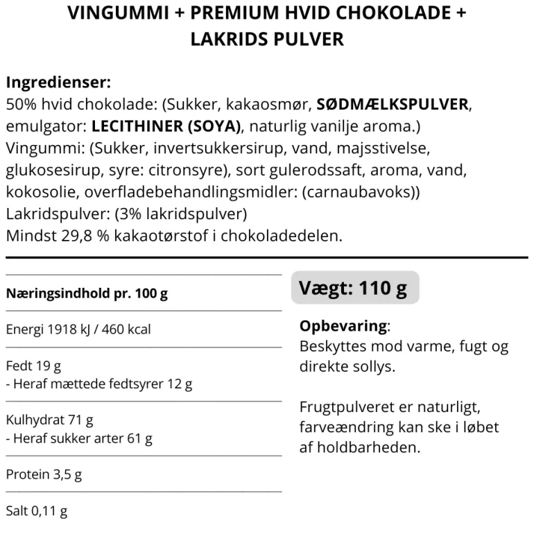 Vingummi m. hvid chokolade, lakrids og vilde bær - Box the original