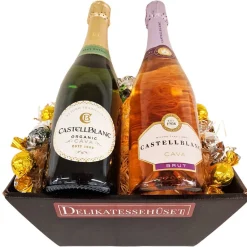 Vinkurv med to flasker Cava
